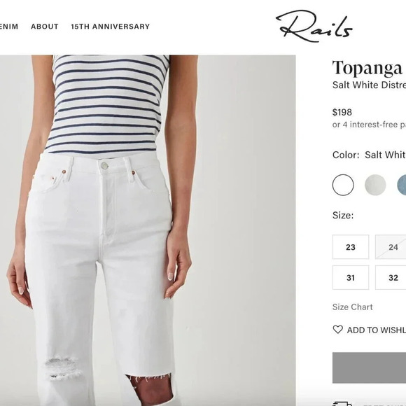 NEW Rails Topanga Straight High Rise Jeans in Salt White Distress, Size 31 - Picture 3 of 11